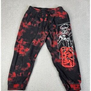 Inuyasha Sweatpants Mens 2XL Black Red Tye Dye Anime Joggers Pants Anime